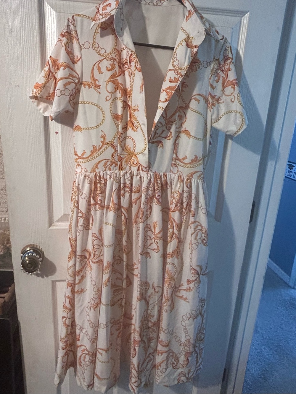 Gold and white collared dress